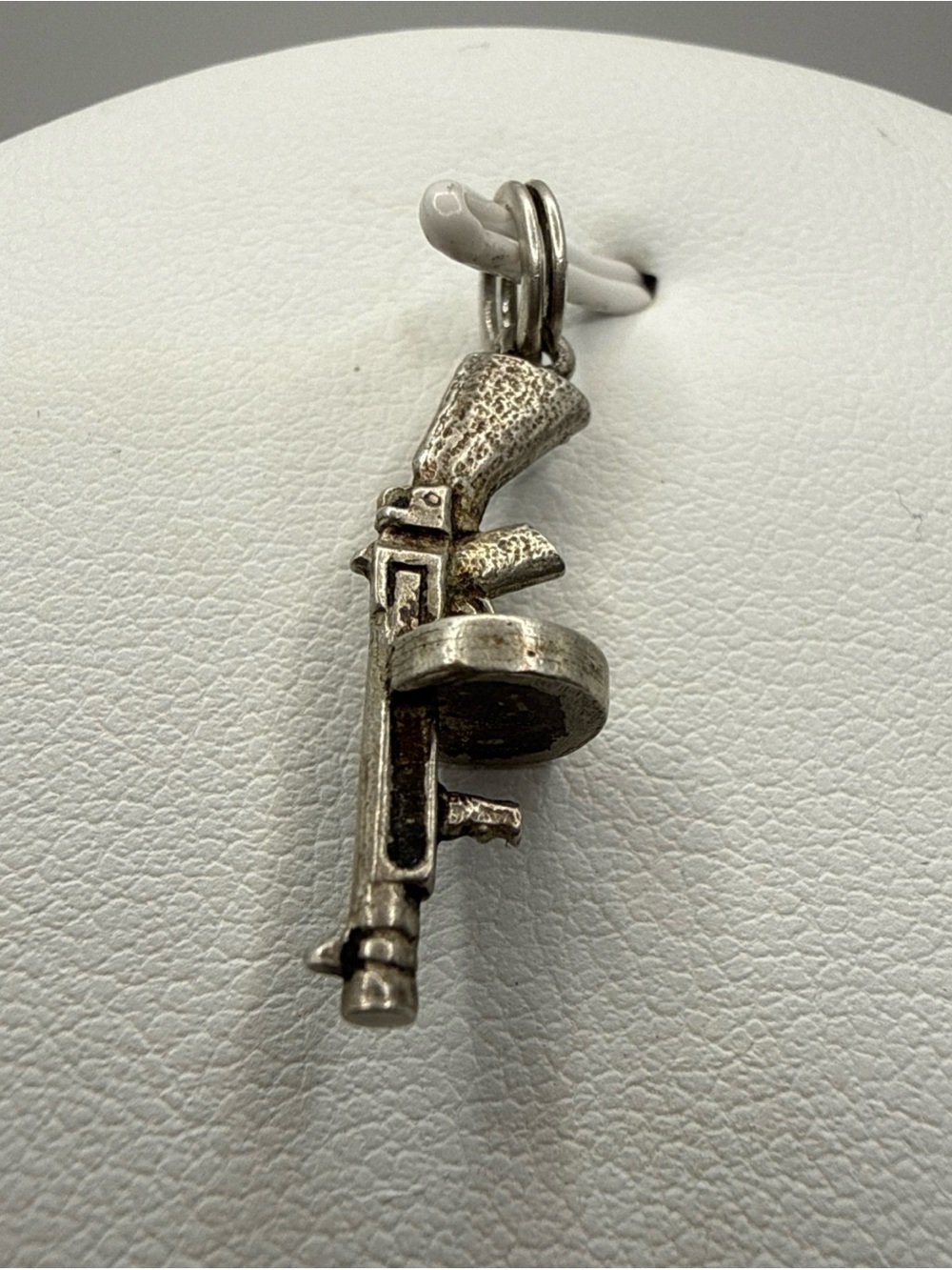 Vintage Sterling Silver Charm Bracelet Pendant Tommy Gun